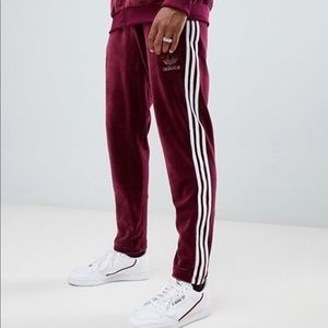 ADIDAS burgundy velvet joggers SIZE L